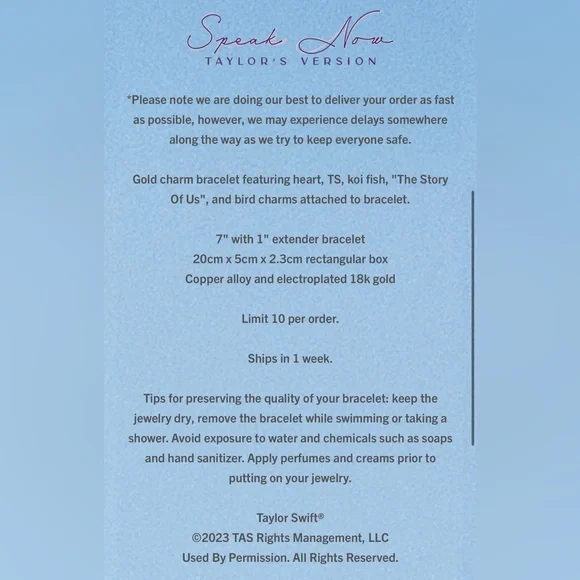 Speak Now (Taylor’s Version) Charm Bracelet - Picture 4 of 5